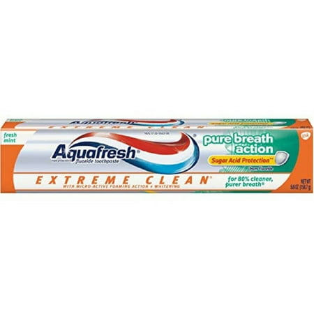 - 2 Pack - Aquafresh Extreme Clean Pure Breath Action Fluoride Toothpaste, Fresh Mint 5.6 oz