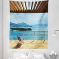 thumbnail image 1 of Ocean Tapestry, Interior Balcony Panoramic Seascape Coastal Island Seaside Theme Summer Holiday, Fabric Wall Hanging Decor for Bedroom Living Room Dorm, 5 Sizes, Blue and White, by Ambesonne, 1 of 1