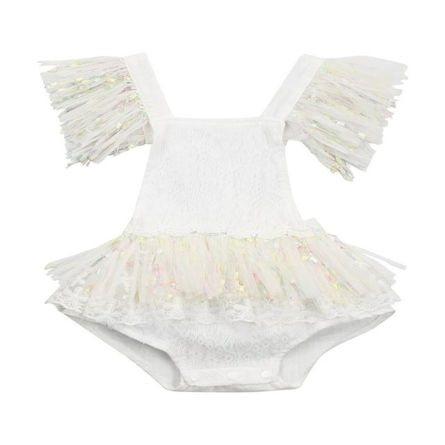 Body Bébé Bébé Fille Dentelle Volant Enfants Été Coton Sans Manches Tutu Jupe Romper Tenues