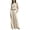 Beige, variant on Szluipve 2 Piece Sets for Women Velvet 2 Piece Matching Outfit High Neck Pleated Long Sleeve Blouse Top & High Waist Wide Leg Palazzo Pants Elegant Party Set with Pockets Beige S