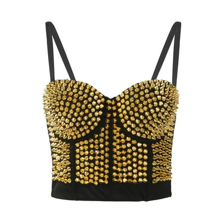 DuoJiaJ Womens Corset Clothing Hand Sewn Nightclub Rhinestone Suspender Sequin Diamond Corset Top Women Plus Size Womens Cotton Tank Tops