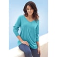 thumbnail image 2 of Roaman's Women's Plus Size Drop Needle V-Neck Lightweight Sweater Knit, 2 of 6