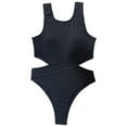 thumbnail image 2 of Aayomet Womens Swimsuits Solid Color Bikini Swimsuit Swimwear (Black, L), 2 of 5
