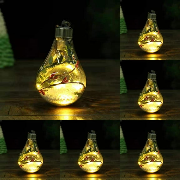 Christmas LED String Lights with Transparent Fillable Balls - Outdoor Indoor Holiday Tree Decorations for Home, Garden, Patio, Bedroom, Xmas Party with Snow Ornaments and Creative Lighting Display