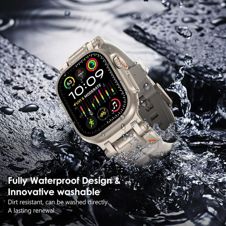 MAIDIANTE KADES for Apple Watch Ultra 2 Band 49mm for Apple Watch Band Series 9 8 SE2 7 6 SE 5 4 3 2 1 45mm 44mm 42mm Durable Metal Connector Band Rugged TPU