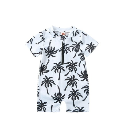 

Infant Baby Boys One Piece Swimsuit Cute Shark Print Short Sleeve Zip Up Rashguard Swimwear Bathing Suit 3-4 Years