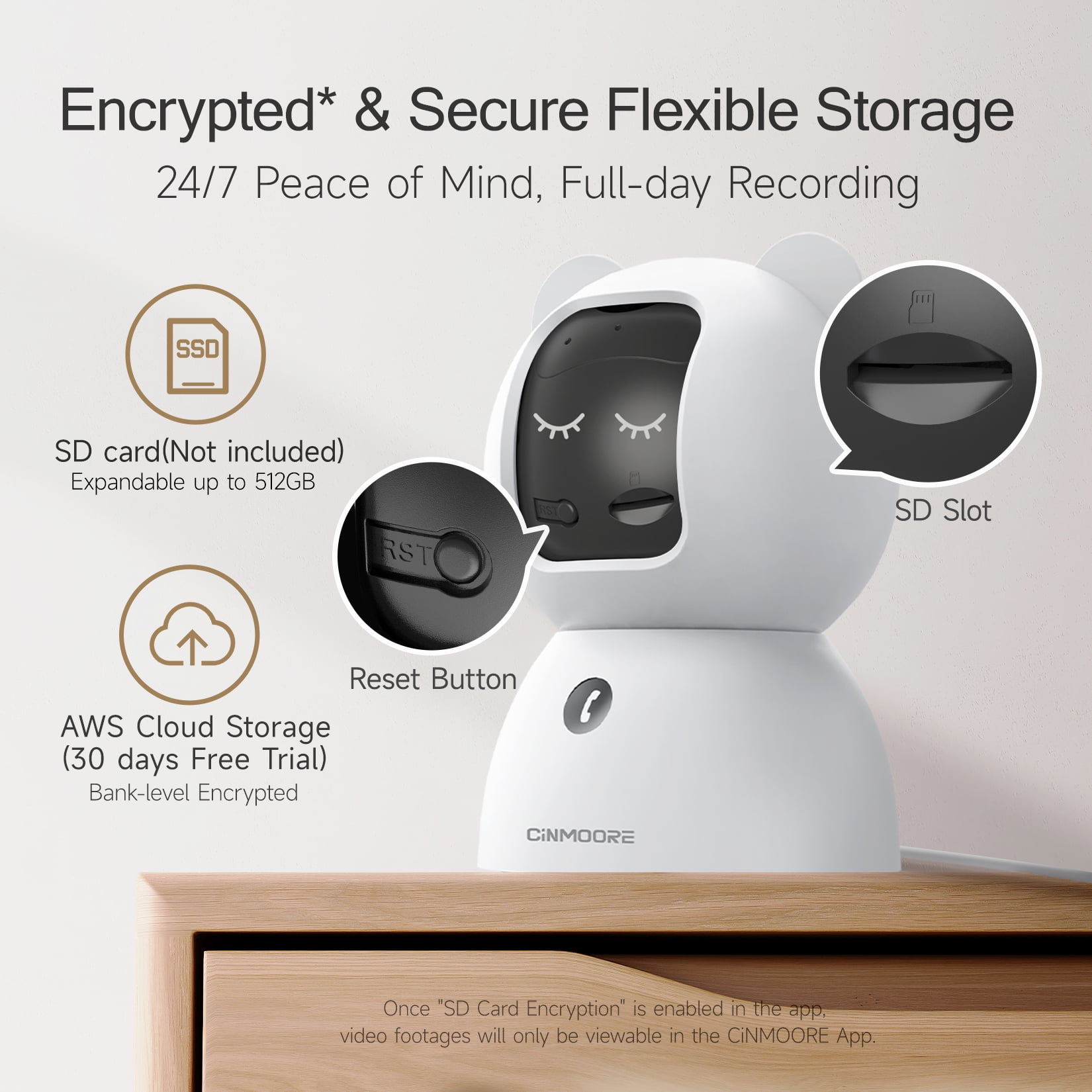 CINMOORE 2.5K Pet/Dog/Cat Camera w/ Phone App, No-Subscription Local Person/Pet/Cry Detection, 4MP Security Camera Indoor, PTZ WiFi Cameras for Home Security, Color Night Vision,Full Duplex Audio,2PC