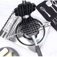 thumbnail image 4 of Waffle Iron Maker, Non-Stick Aluminum Stovetop Sandwich Panini Cone Cake Heart Shaped Mold Double-Side Cooking Pan Baking Tool Maker Press Plate With Handle Perfect for Kitchen and Outdoor, 4 of 8