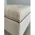 thumbnail image 2 of Beige Linen Fabric Upholstered Beckmann Storage Cube Pouf Ottoman, Footstool with Flip-Up Hinged lid, 2 of 7