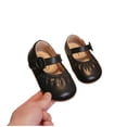 thumbnail image 4 of Kids Unisex Flats Black | PU Faux Leather Round Toe Dress Shoes for Girls Boys | Non-Slip Soft Sole for Wedding School Daily Wear,Size 10, 4 of 6