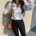 thumbnail image 1 of Camisas de manga larga para mujer, blusas de gasa con cuello vuelto, Tops holgados elegantes para oficina, novedad de otoño, 2024, 1 of 4