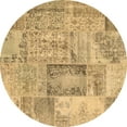 thumbnail image 1 of Ahgly Company Machine Washable Indoor Round Patchwork Brown Transitional Area Rugs, 3' Round, 1 of 4