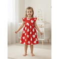 thumbnail image 6 of Toddler Little Girl Valentines Dress Heart Print Flying Sleeve A-line Princess Dress Cute Spring Clothes, 6 of 8