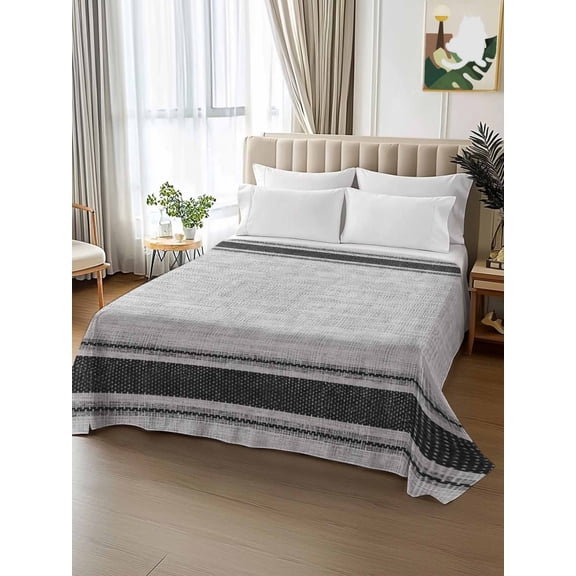 King Size Flat Sheet Only,Farmhouse Black Striped Soft Top Bed Sheets Breathable Bedding Sheet Minimalist Linen Texture Microfiber Hotel Luxury Top Sheets