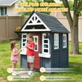 thumbnail image 3 of COCLUB Outdoor Playhouse for Kids Ages 4-8, Wooden Play House with Doorbell, Phone, Kitchen Toys, Outdoor Kids Play Equipment, Casa Para Niñas (45”L x 65”H), Blue, 3 of 10