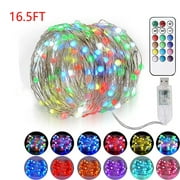 YaSaLy 12 Multi Color Changing Fairy Lights USB Powered with Remote Control,16.5ft 50 LED Bright Silver Wire Starry String Lights for Christmas Tree, Wedding Party, Indoor, Garden Decor