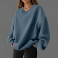 thumbnail image 2 of Womens Tops Casual Women's Solid Color Sweatshirt Women Fashion Solid Casual Loose Hoodie Neck Long Sleeve Sport Hoodie, 2 of 8