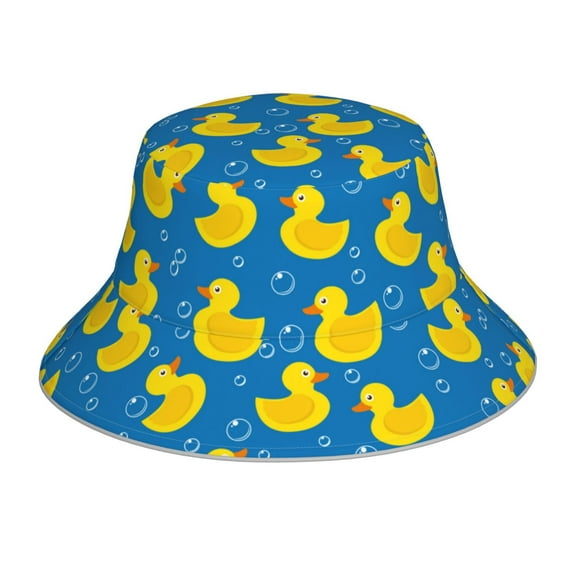 Vsdgher Rubber Duck Print Bucket Hat for Men&Women Bucket Hat Reversible Summer Double-Side-Wear Travel Gardening, Beach, Camping, Hiking, Fishing Cap