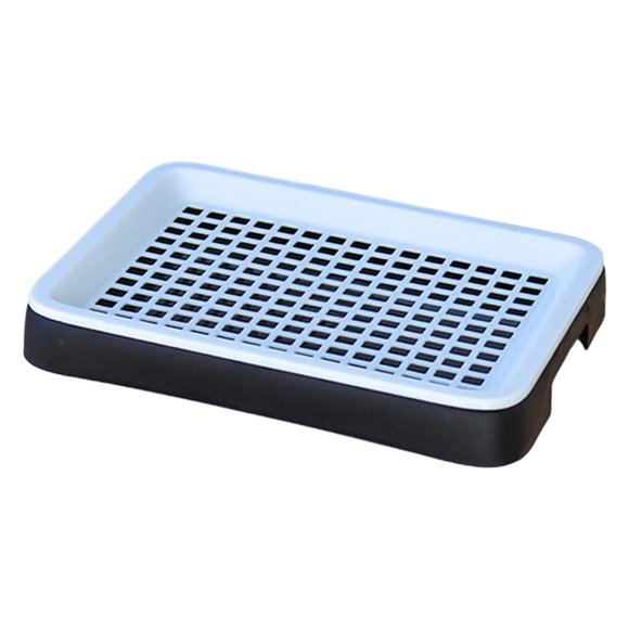 Bandeja de para conejos, inodoro antisalpicaduras con rejilla, accesorios para mascotas, orinal para conejos, bandeja de para cobayas y Blanco y negro