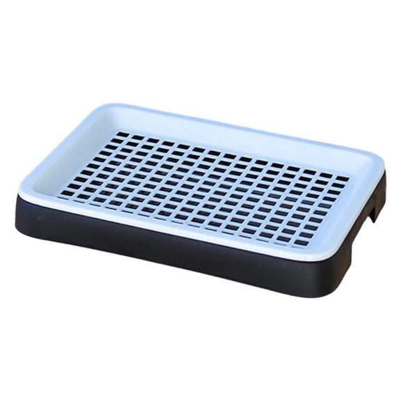Fzaqwen Small Pet Litter Box with Grate - Portable No Mess Toilet for Cage, Odour Control Black White