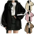 thumbnail image 2 of Chandail à Capuchon pour Femmes Automne Simple Cœur Imprimé Fermeture à Glissière Chandail à Capuchon Grande Taille Adolescentes Veste à Capuche Décontractée avec Poche Pulls pour Femmes Rose TTG, 2 of 7