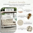 thumbnail image 3 of Pakunoda Porch Swing Cushions 47” X 40” X 5”, 2-3 Seater Bench Cushion with Backrest, Waterproof Replacement Outdoor Cushion with Tie, Cream, 3 of 5