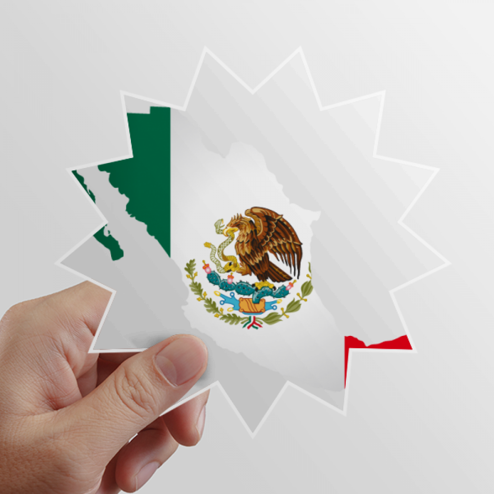 Red Green Mexico Map Emblem Eagle Eat Snake Sun Vinyl Sticker Luggage