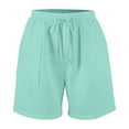 thumbnail image 5 of Yubnlvae High Waist Tie Shorts - Women's Summer Casual Drawstring Shorts with Pockets, Comfortable Loose Fit Bermuda Length (Green 1 | S), 5 of 6