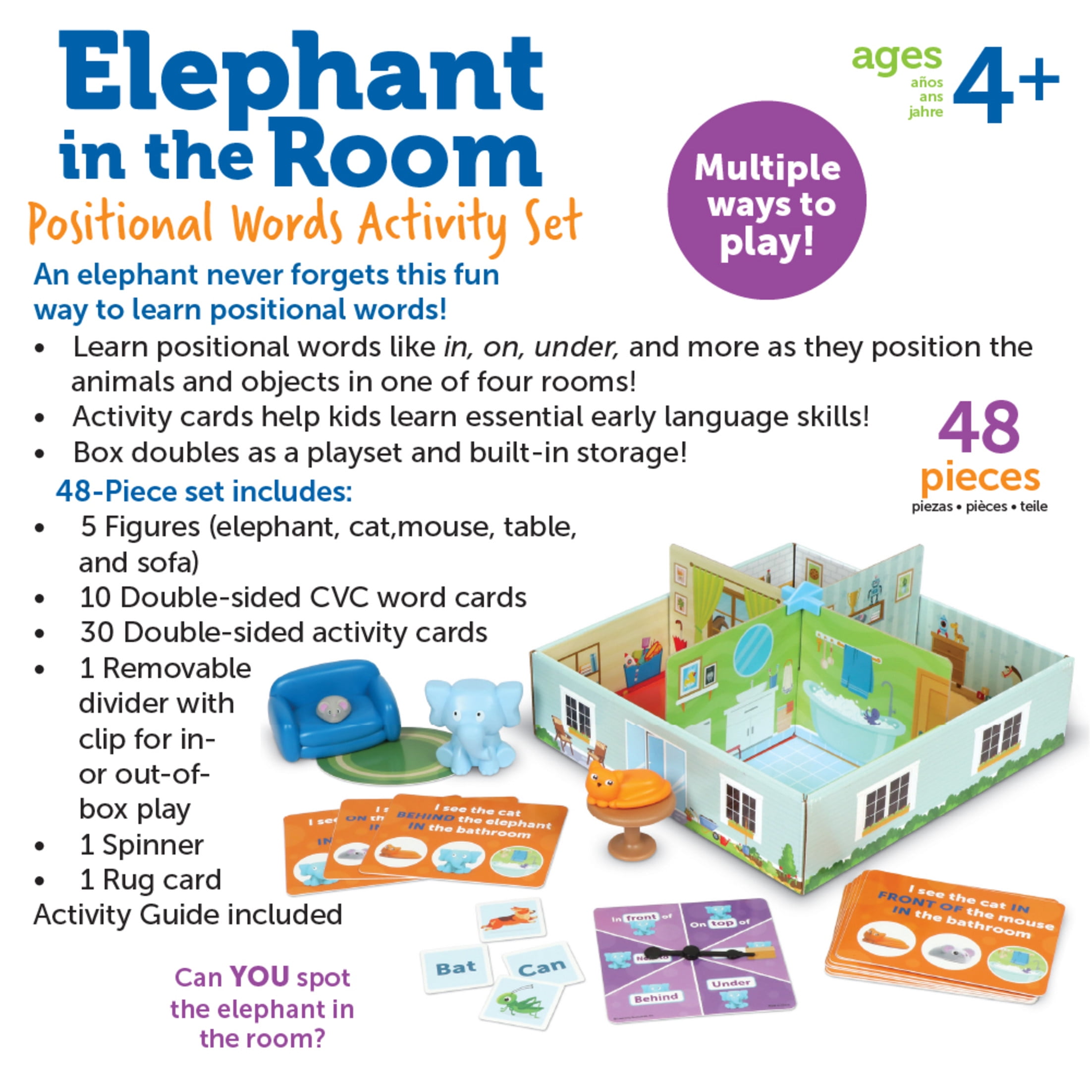 Learning Resources Elephant in The Room Positional Word Activity Set, Ages 4+, Educational Games