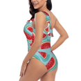 thumbnail image 4 of Sikiie Watermelon Print Women One Piece Swimsuits Tummy Control One Shoulder Bathing Suits Ruffle Swimwear, From S to XXL-Medium, 4 of 6