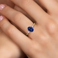 thumbnail image 4 of Gem Stone King 10K Yellow Gold Blue Created Sapphire and Pink Lab Grown Diamond 3-Stone Ring for Women | 1.86 Cttw | Oval 8X6MM | Gemstone September Birthstone | Size 7, 4 of 6