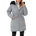 thumbnail image 2 of SHCKE Women's Autumn Winter Long Down Jacket Zipper Coat with Fur Hood, Long Puffer Jacket Women's Down Puffer Coat Winter Outerwear, Black/Light grey Colors, 2 of 8