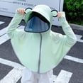 thumbnail image 2 of Kids Lightweight Hooded Sun Shirt, Boys Girls UPF 50+ Sun Protection Jacket, Breathable Anti-UV Summer Outdoor Coat(Green3,12-14 Years), 2 of 3