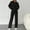 1-Black, variant on Idoravan Women Sets Clothing Womens Solid Color Pullover Long Sleeve Top   Casual Pants 2 Piece Set