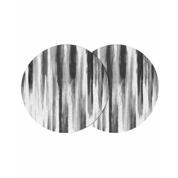 Black Gray White Round 15 Inch Placemats Set of 2, Vintage Rustic Abstract Ombre Aesthetic HeatResistant Non Slip Place Mats for Dining Table, Wipeable Braided Kitchen Table Mats for Housewarming