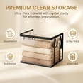 thumbnail image 4 of Large Clear Thick Plastic Storage Box with Hinged Lid, Thick Plastic Book Storage Bin, Stackable Collapsible Organizer Container for Books, Files, Magazines, Bedroom (Black *2), 4 of 8
