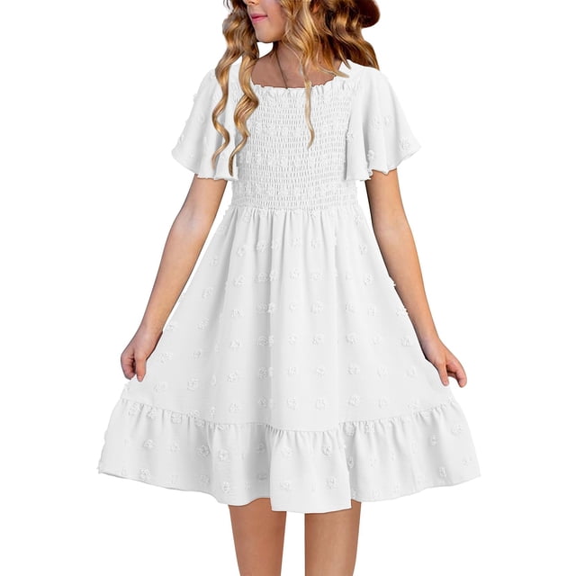Vestido de verano con flores de chifón para niñas adolescentes, de 12 a 13 años