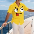 thumbnail image 5 of oelaio Men's Funny Button Down Shirts Short Sleeve 3D Print Beach Shirts Summer Casual Vacation Blouse Tops Yellow XXL, 5 of 6