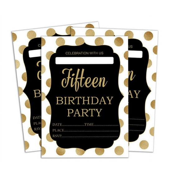 Darling Souvenir Black Birthday Invitation Card Printable Elegant Fill or Write In Blank Party Invites 28 Pcs 5 x 7 Inches