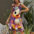 thumbnail image 3 of Q-version Funny Little Yellow Duck Women's Summer Dresses 2025 Beach Casual Sleeveless Floral Print Tank Loose Sundress, 3 of 8