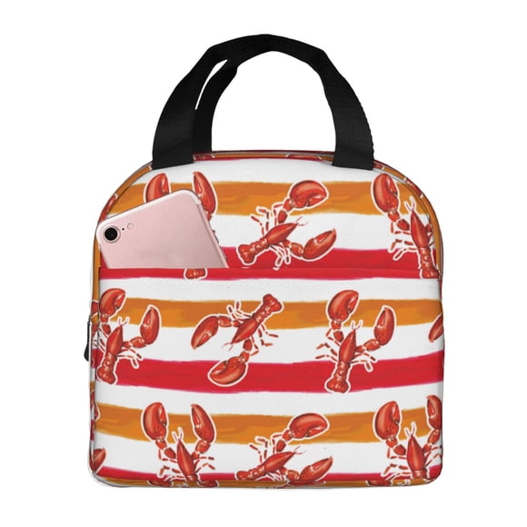 Easygdp Red Lobster Bolsa Térmica Premium - Tela Oxford Impermeable, Gran Capacidad, Bolsillo Frontal, Unisex para Trabajo, Escuela, Actividades al Aire Libre y Picnics