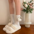 thumbnail image 4 of Milue Women's Boot Socks Middle Tube Socks Pom Pom Cotton Socks Sweet Crew Socks, 4 of 21