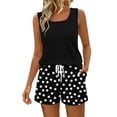 thumbnail image 2 of Women's Summer Two Piece Sets,Casual Matching Tank Tops and Shorts Outfits with Pockets,Sleeveless Vacation Lounge Wear for Travel Beach Home Black XXL, 2 of 5