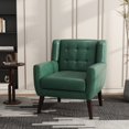 thumbnail image 3 of Uixe Cotton/ Linen Look Fabric Modern Accent Chair Armchair Accent Chairs Green PU Single 1-Piece Faux Leather, 3 of 5