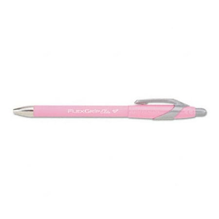 Papermate FlexGrip Elite Special Edition Pink Ribbon Pen - Pink Barrel - Medium Point 1.0mm - Black Ink - Pack of 12