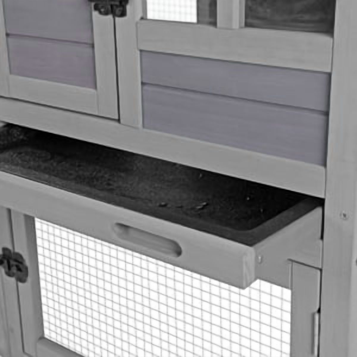 Rabbit Hutch Indoor Outdoor Bunny Cage Expandable with Run Guinea Pig House 51.6 Inch Grey Waterproof Asphalt Roof for Small Animals