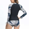 thumbnail image 6 of VBTAPA Women Two Piece Rash Guard Long Sleeve Swimsuits Sets UV UPF 50+ Cropped Swim Shirt with Boyshort Bottom Bathing Suits Limited Time Sales Blue XXL, 6 of 8