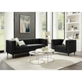 thumbnail image 2 of Nicole Miller Janie Velvet Sofa Channel Tufted Nailhead Trim Metal Leg Tip Contemporary, Black/Chrome, 2 of 9