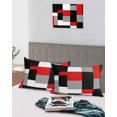 thumbnail image 5 of Red Black Grey Geometric Pillow Covers Queen Size 2 Pack, Modern Abstract Art Luxury Soft Bed Throw Pillowcases Breathable Cooling Long Lumbar Body Pillow Sham Cover for Bed Sofa 20''x30'', 5 of 7
