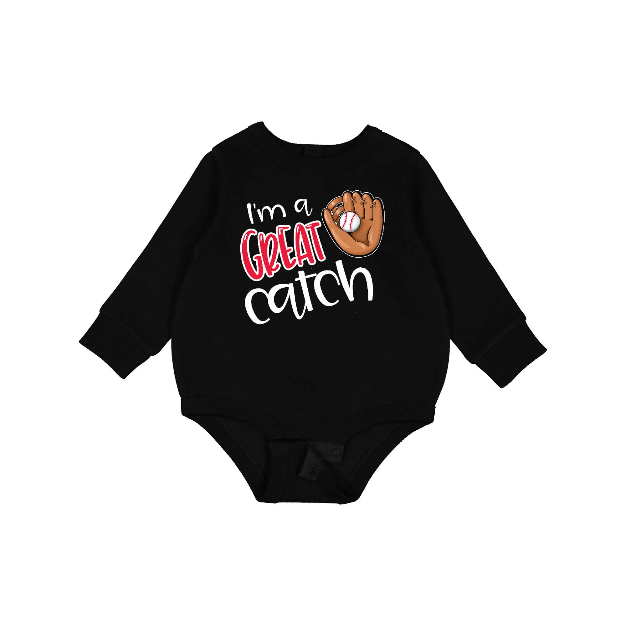 Inktastic I'm a Great Catch Baseball Glove Baby Fleece Bodysuit